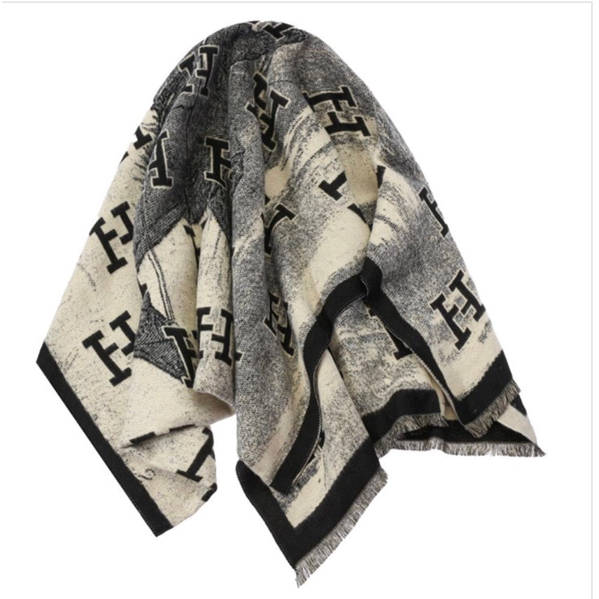 Letter H Monogram Fringe Oblong Scarf*Beautiful Lux Looking Scarf*Fashion Fun