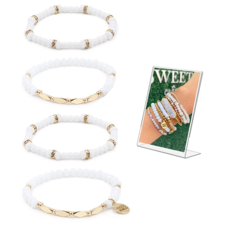 RETAIL $40 Kinsley Armelle Stacked Collection Ashen Bracelet Set*NEW 4 bracelets
