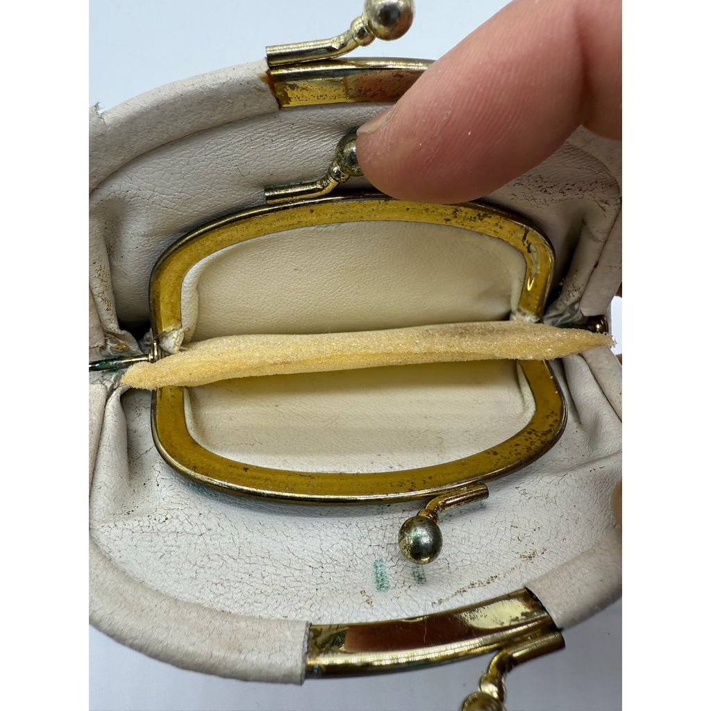 RARE KORET COIN PURSE*LEATHER*1940'S-1950'S ERA*Amazing little double kisslock