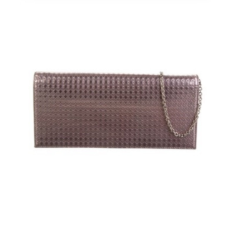 CHRISTIAN DIOR METALLIC ROSE PATENT MICRO-CANNAGE WALLET ON CHAIN*Full Set