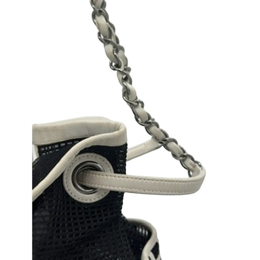Chanel Black/White Mesh and Leather Rare‎ Bucket Bag w/COA AMAZING BAG