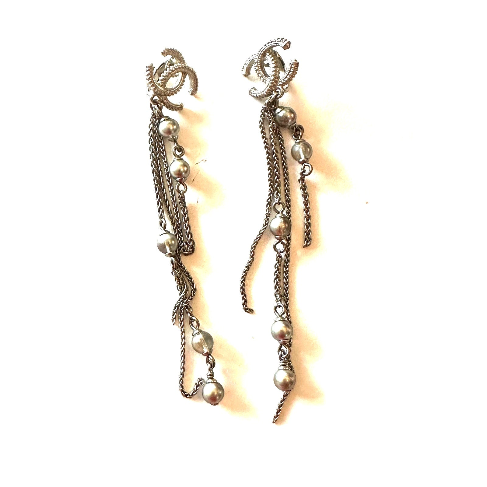 Chanel Metiers d'Art Crystal, Pearl & CC Logo Chandelier Earrings clip-on