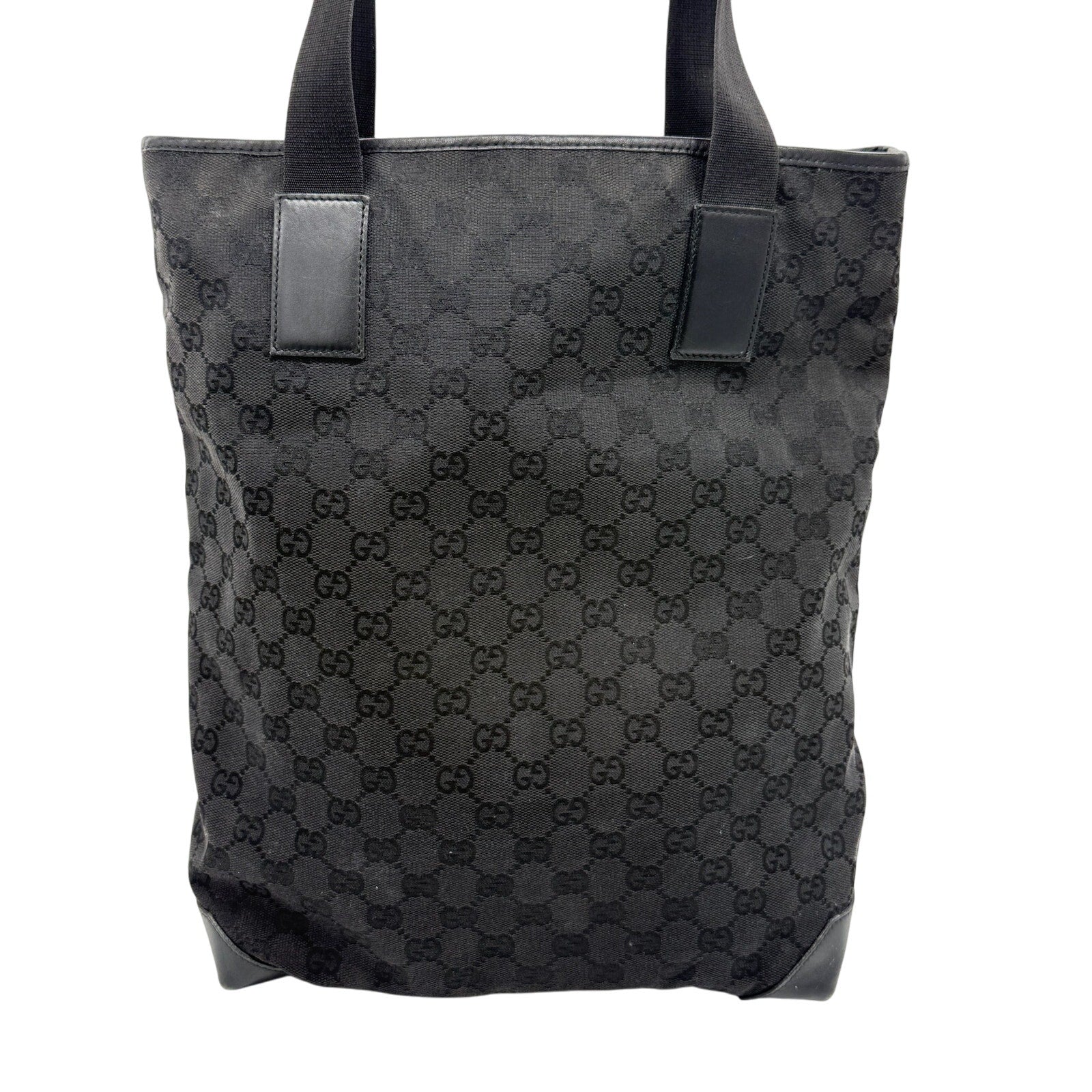 GUCCI Black Guccissima Monogram Nylon Tote Bag with leather*COA included