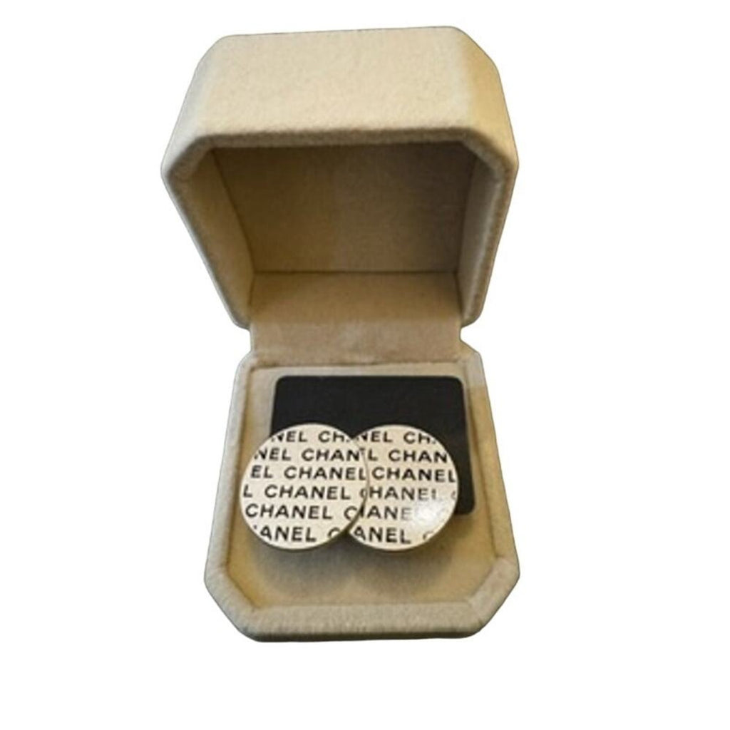 Chanel Logo Silver‎ Clip-Ons*GREAT Silver Authentic Stamped VINTAGE EARRINGS!
