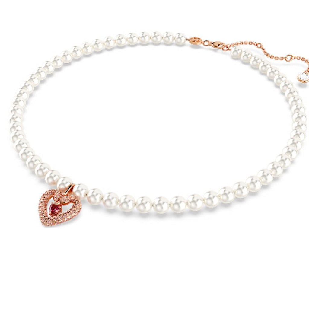 Swarovski Sublima necklace Crystal pearl, Heart, Pink, Rose gold-tone plated*New