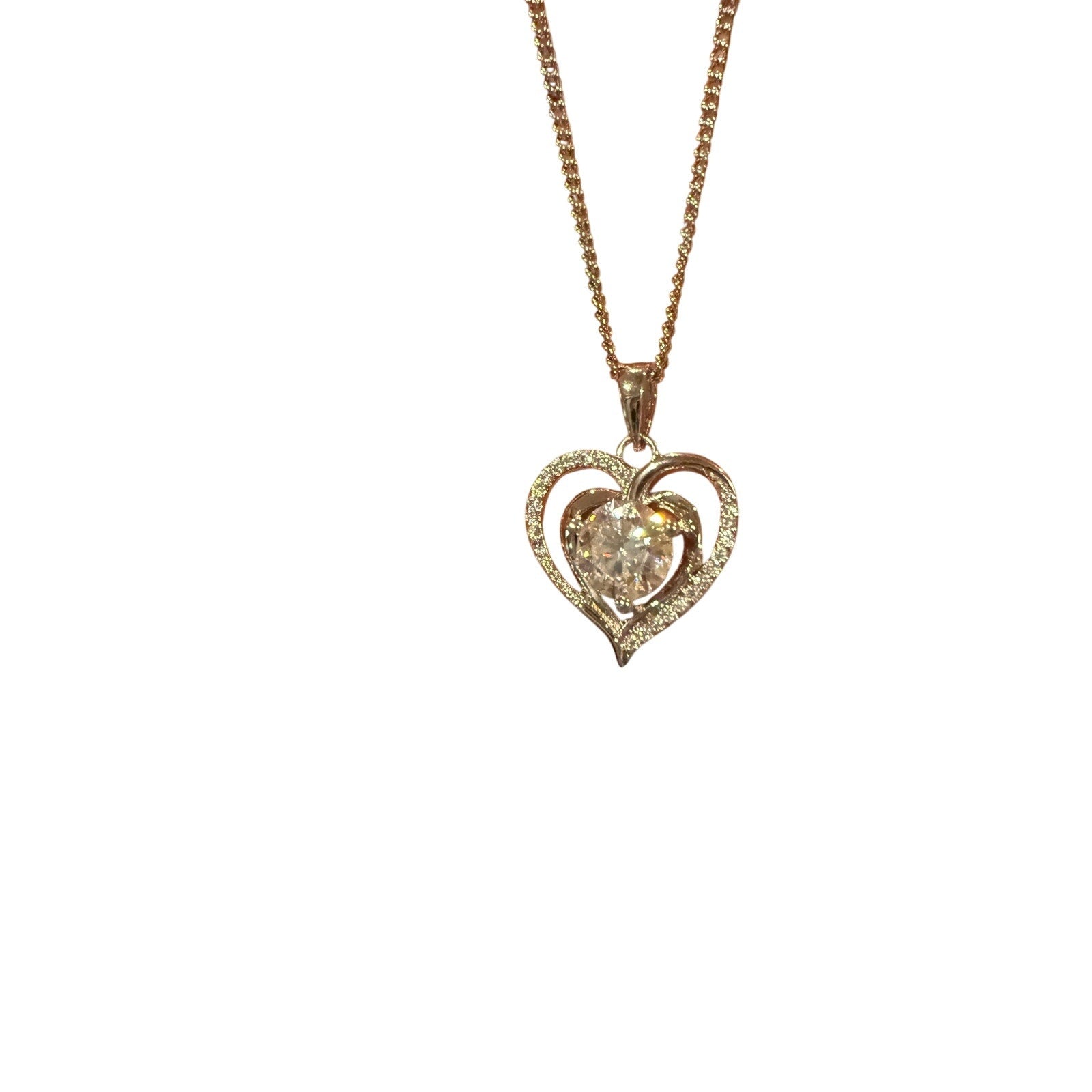 Moissanite 1 Carat Heart Necklace*Silver over Stainless*Retail is $100