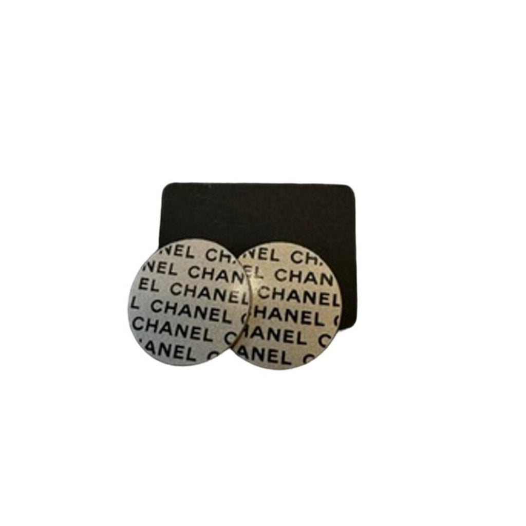Chanel Logo Silver‎ Clip-Ons*GREAT Silver Authentic Stamped VINTAGE EARRINGS!