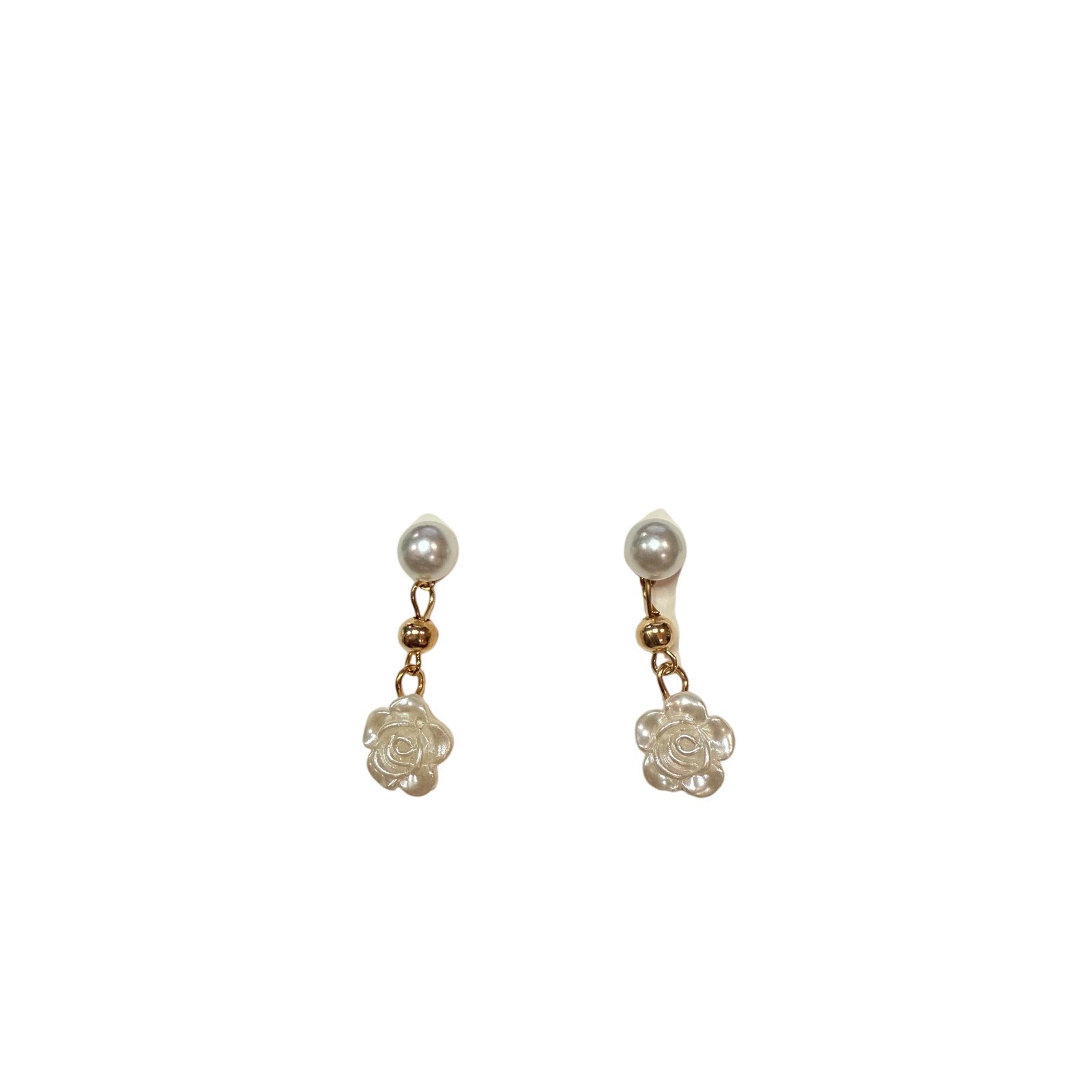 Retail $25 Gold Pearl Like Camellia Flower Drop Earrings*NEW & Lightweight