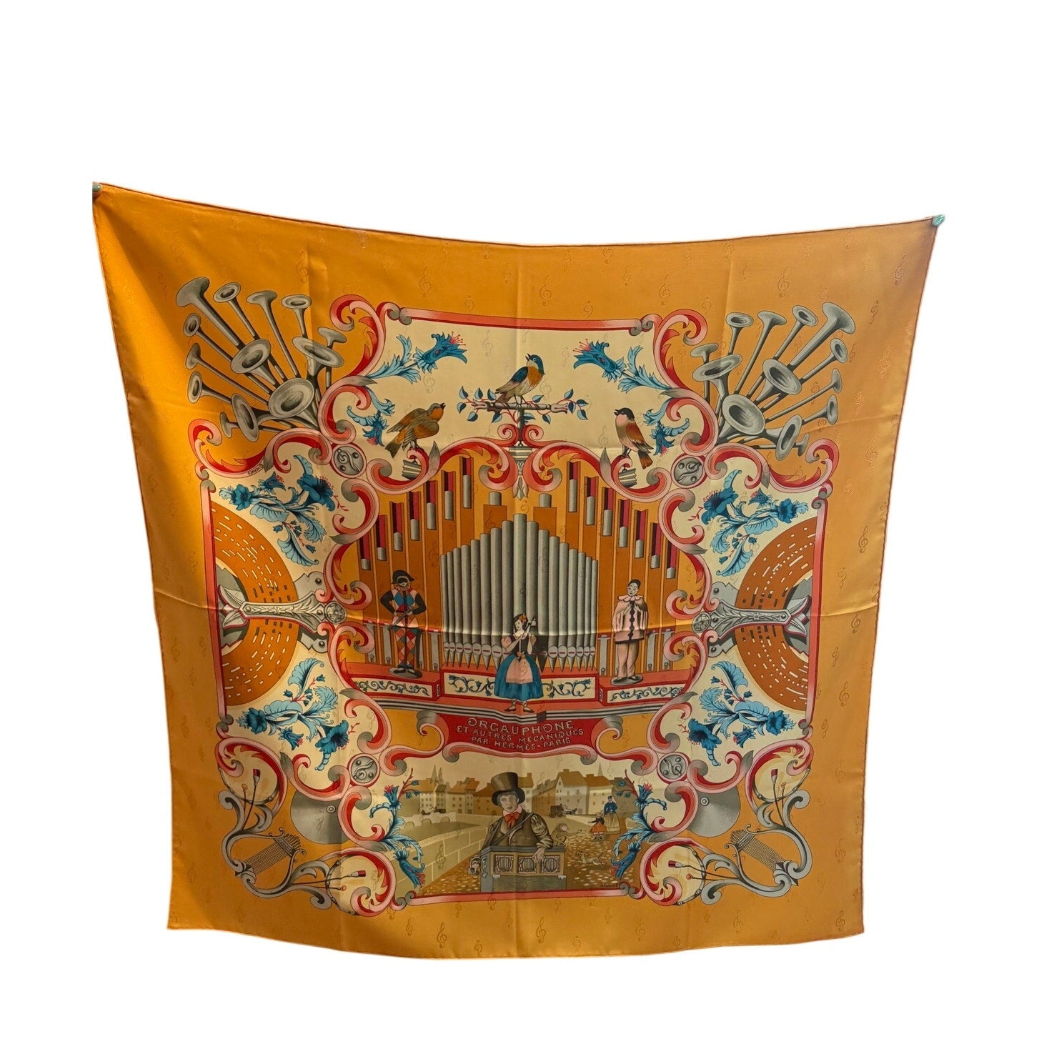 Hermes Orgauphone Et Autres Mécaniques Jacquard Silk Scarf*90 cm