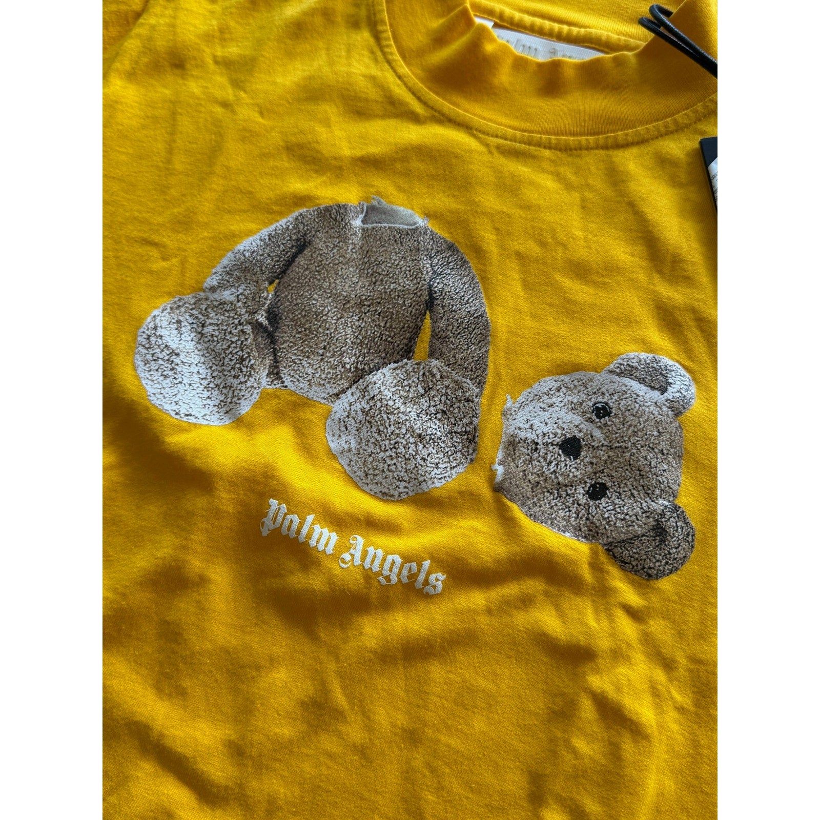RETAIL $305 Palm Angels Boys Broken Bear Tee *NWT*SZ LARGE*Ochre Yellow